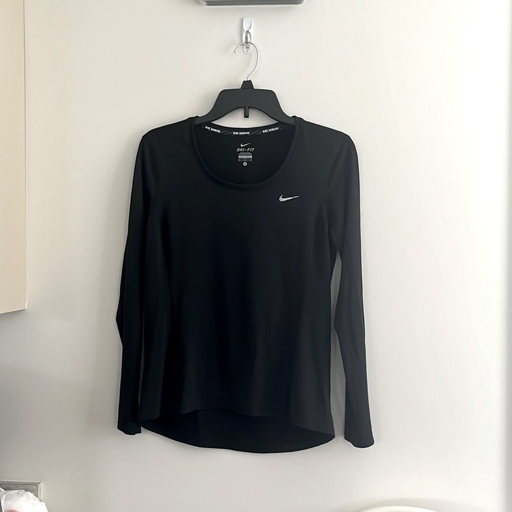 Nike Running Long Sleeve Shirt Lightweight Size Medium Black - Picture 7 of 10